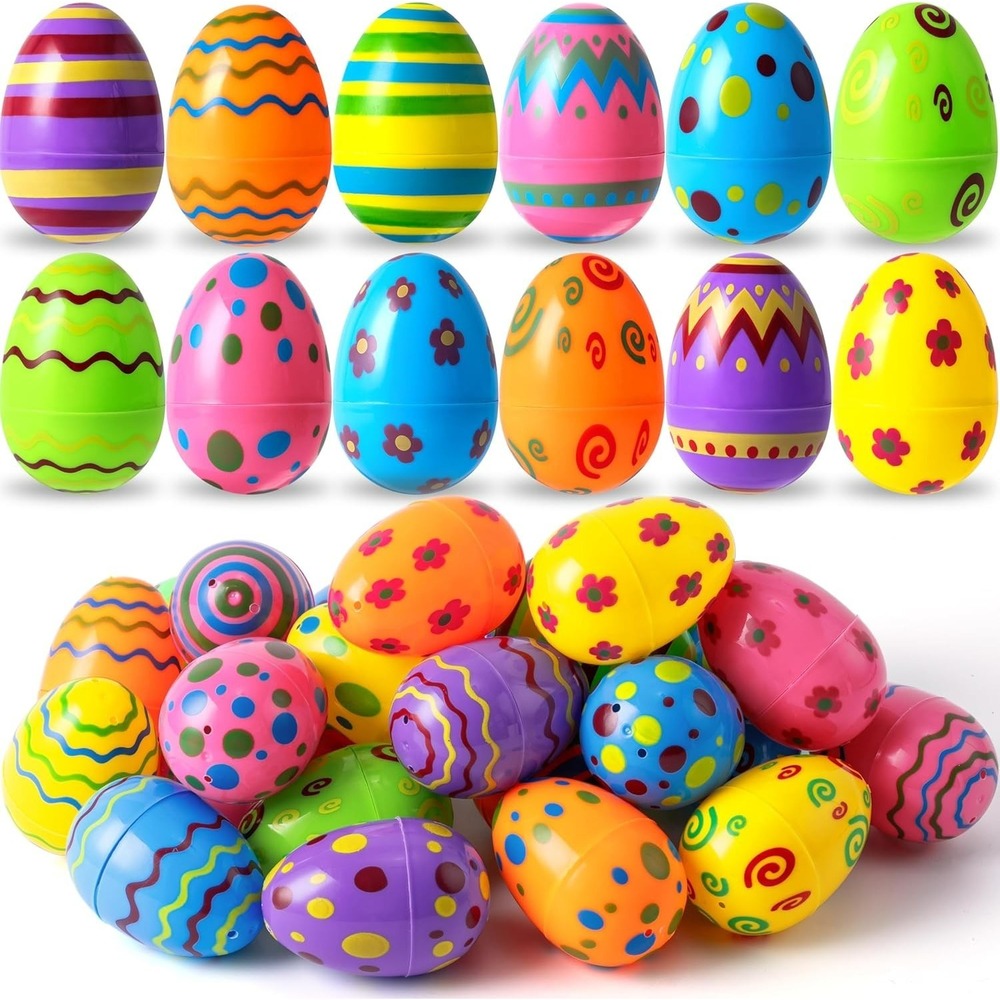 JOYIN 36PCS Bright Printed Easter Eggs 3.15"+ – Fillable Eggs for‎ Hunt & Basket